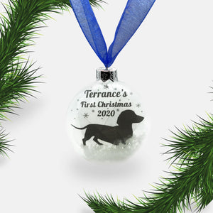 Dachshund Dog Personalised Ornament | Custom Glass Christmas Bauble