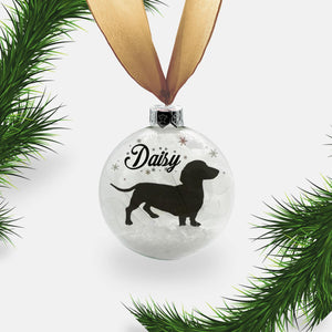 Dachshund Dog Personalised Ornament | Custom Glass Christmas Bauble