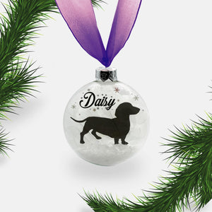 Dachshund Dog Personalised Ornament | Custom Glass Christmas Bauble