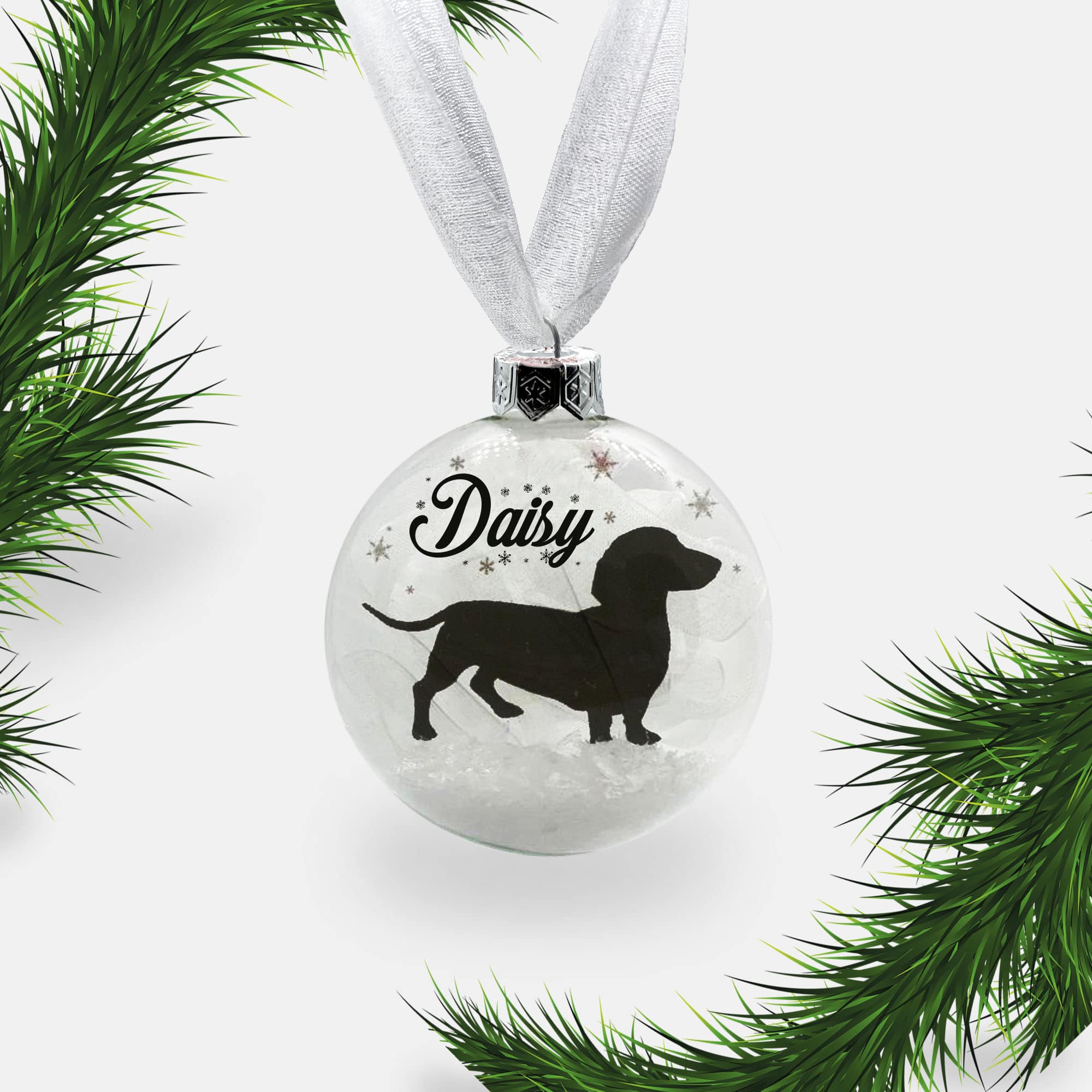 Dachshund Dog Personalised Ornament | Custom Glass Christmas Bauble