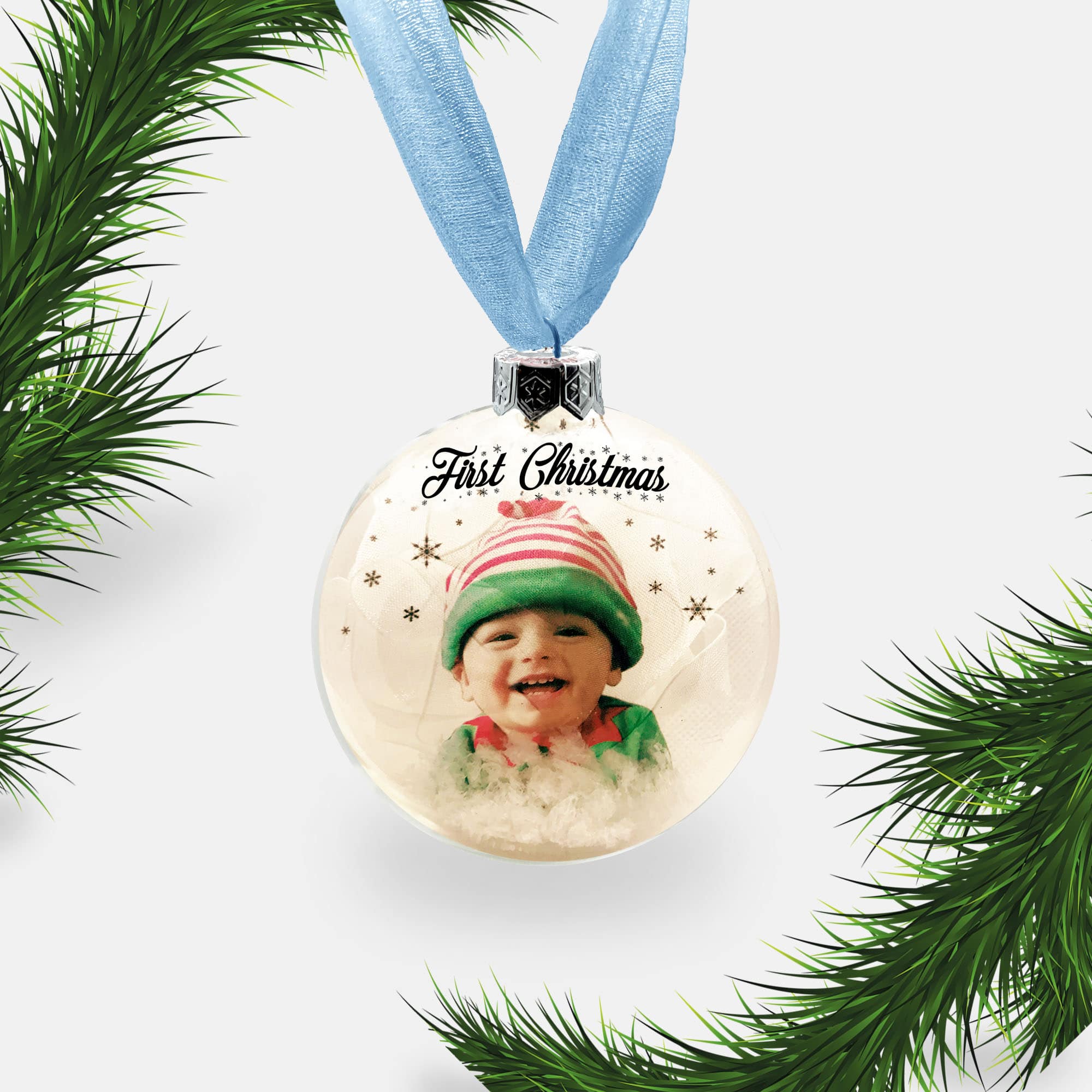 Personalised Glass Photo Christmas Bauble | Custom Ornament | Family | Children | Remembrance