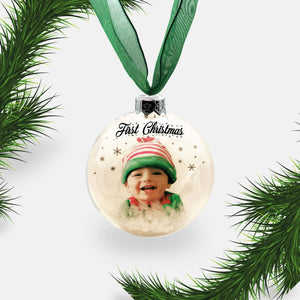 Personalised Glass Photo Christmas Bauble | Custom Ornament | Family | Children | Remembrance