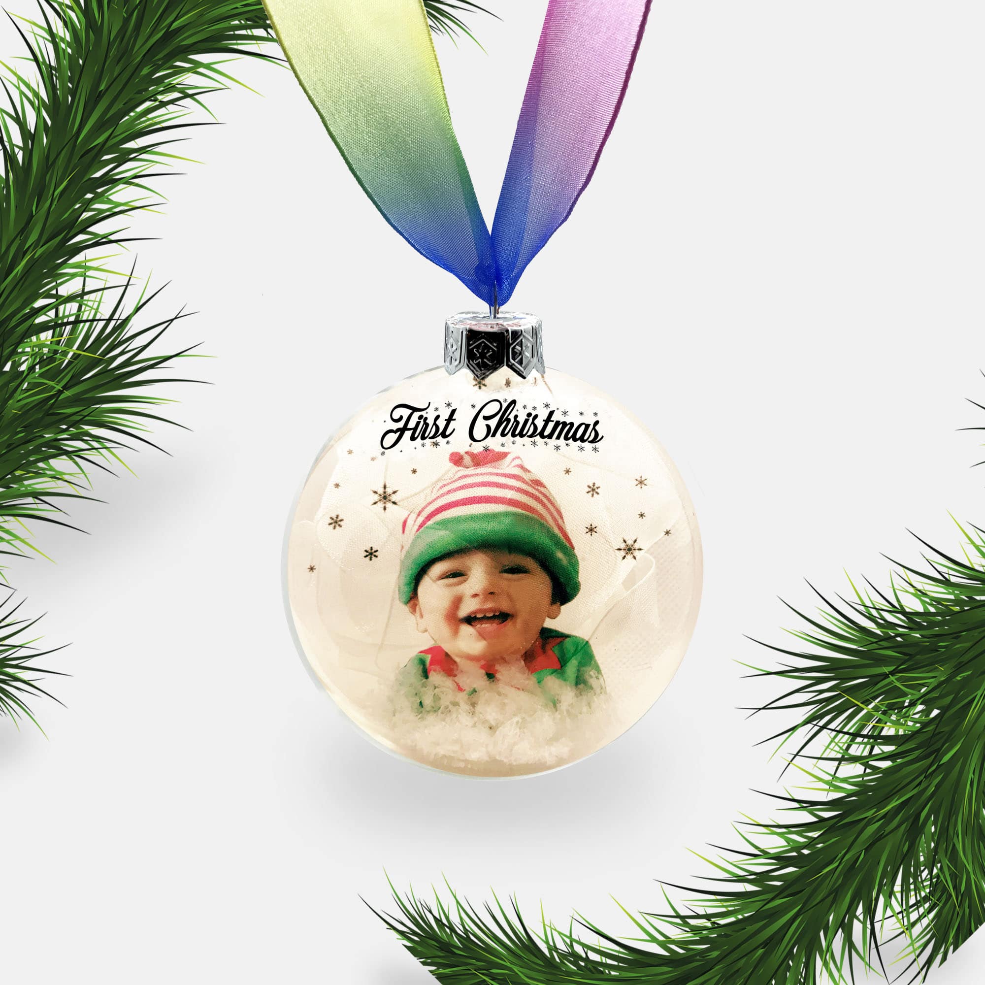 Personalised Glass Photo Christmas Bauble | Custom Ornament | Family | Children | Remembrance