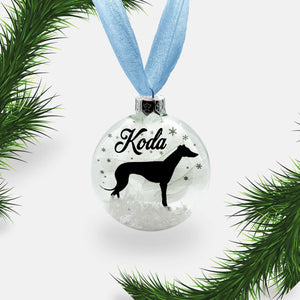 Greyhound Whippet Dog Personalised Ornament | Custom Glass Christmas Bauble