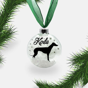 Greyhound Whippet Dog Personalised Ornament | Custom Glass Christmas Bauble