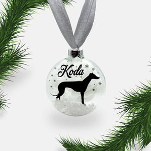 Greyhound Whippet Dog Personalised Ornament | Custom Glass Christmas Bauble