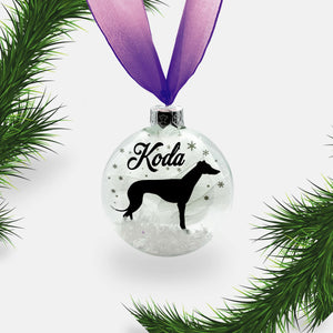 Greyhound Whippet Dog Personalised Ornament | Custom Glass Christmas Bauble