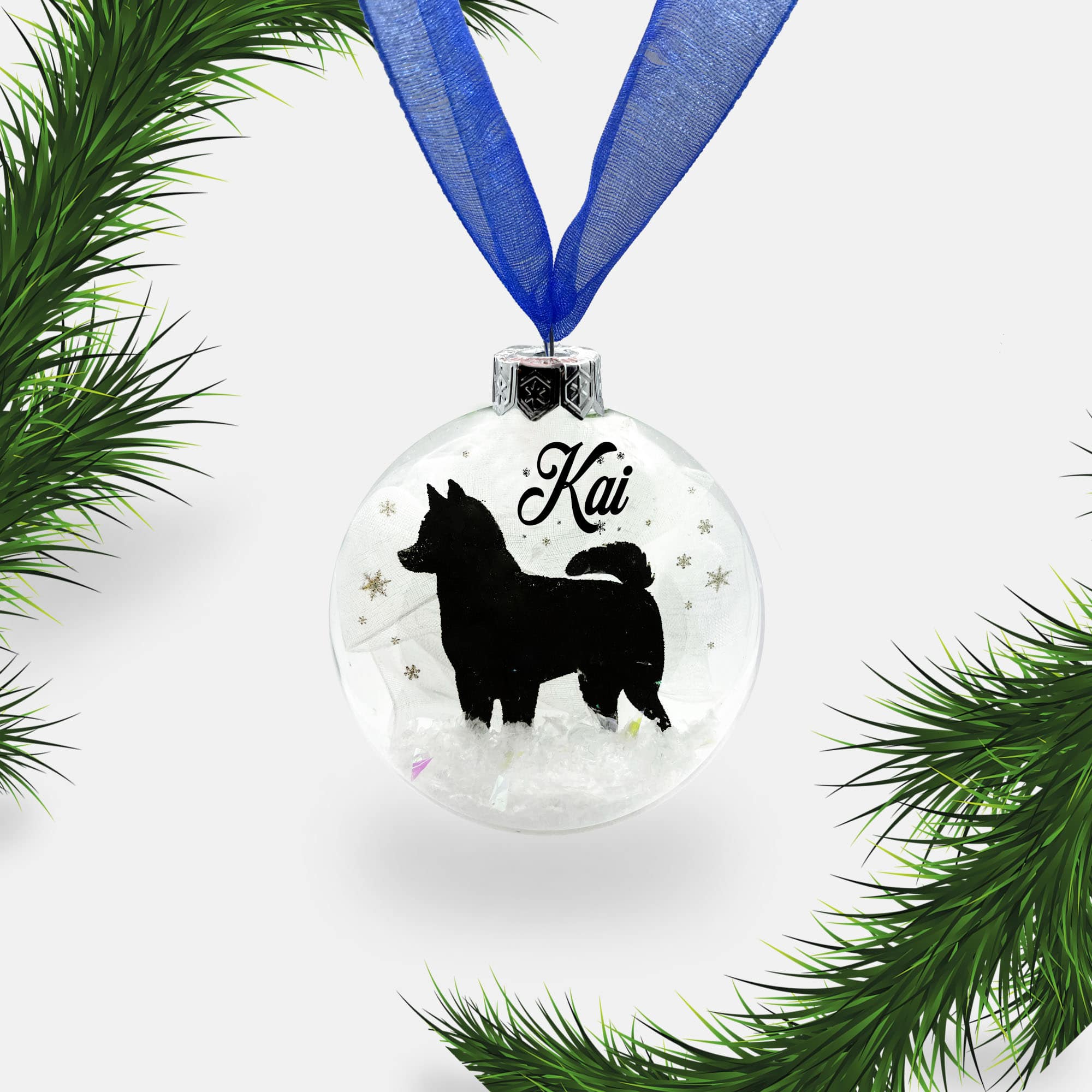 Husky, Akita Dog Personalised Ornament | Custom Glass Christmas Bauble