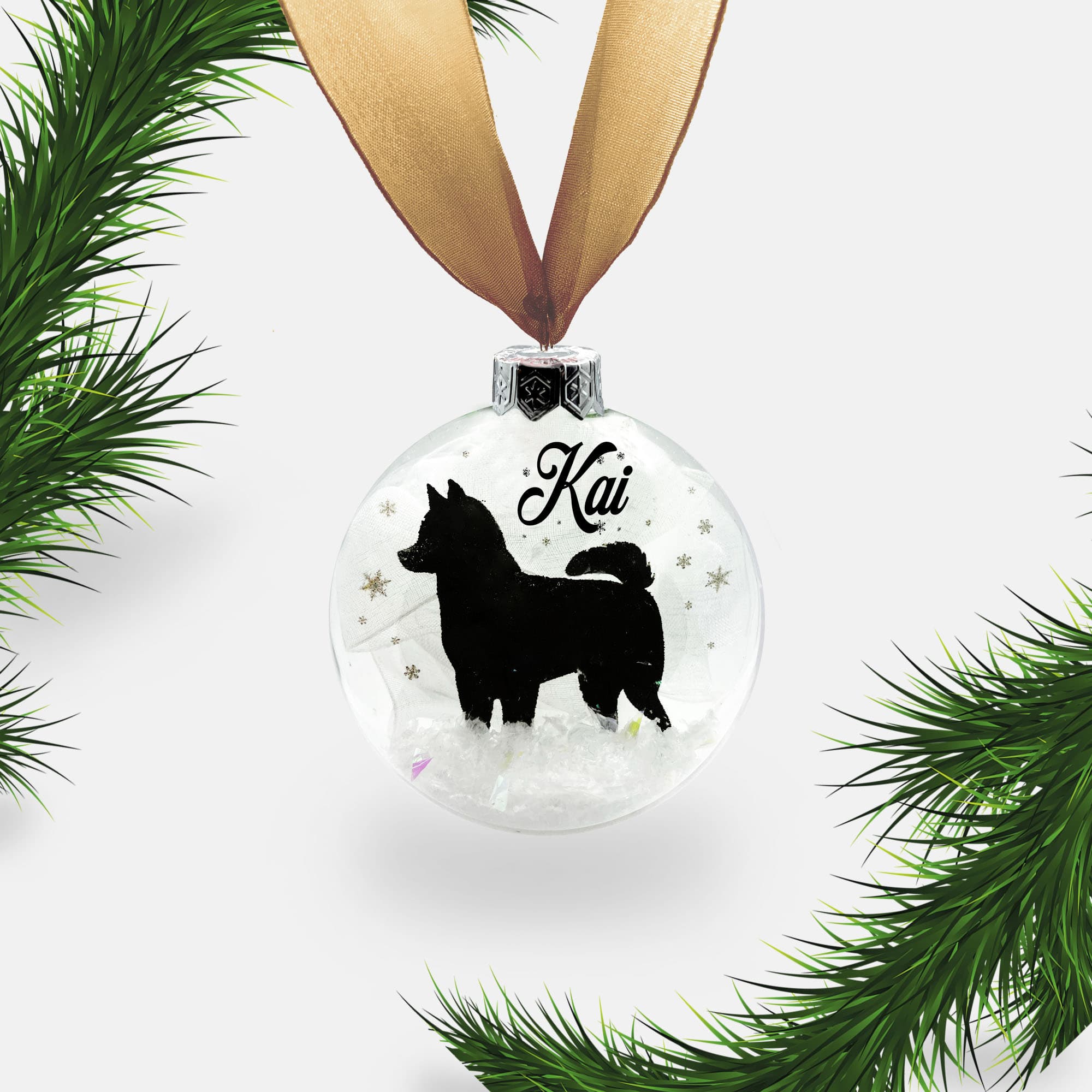 Husky, Akita Dog Personalised Ornament | Custom Glass Christmas Bauble