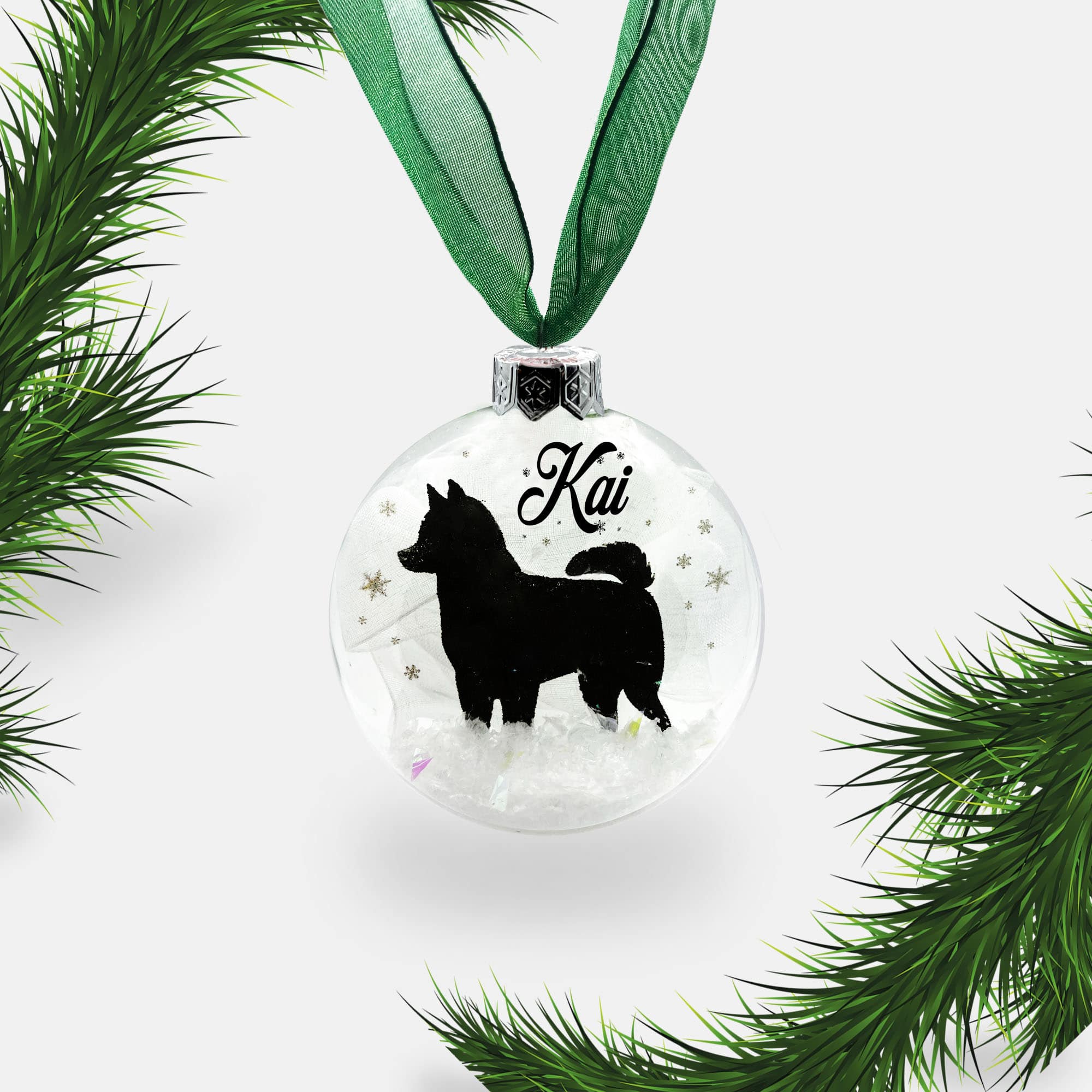 Husky, Akita Dog Personalised Ornament | Custom Glass Christmas Bauble