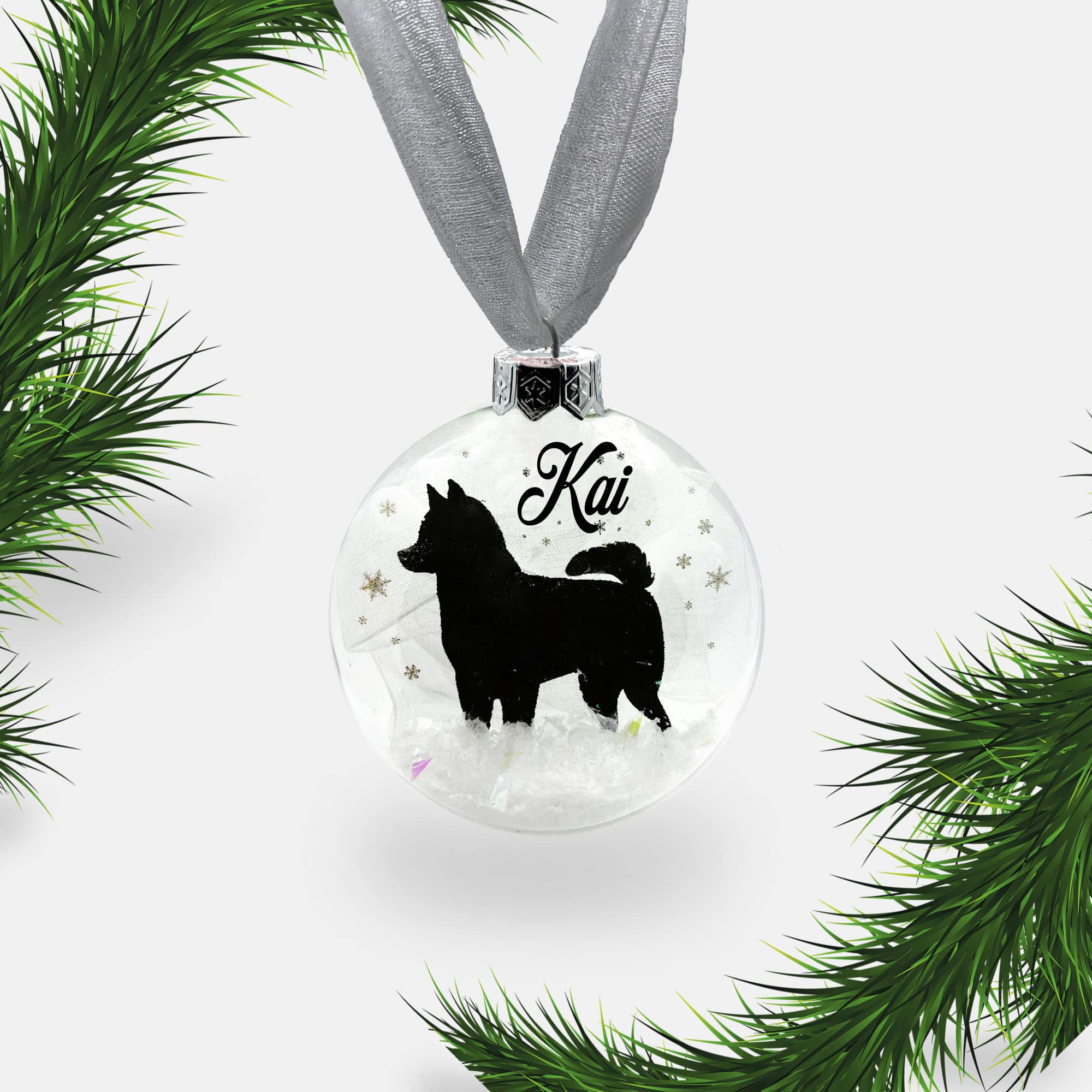 Husky, Akita Dog Personalised Ornament | Custom Glass Christmas Bauble