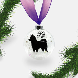 Husky, Akita Dog Personalised Ornament | Custom Glass Christmas Bauble