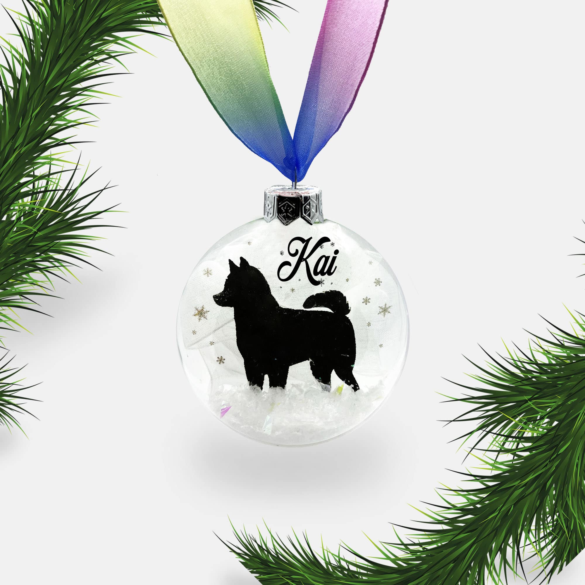 Husky, Akita Dog Personalised Ornament | Custom Glass Christmas Bauble