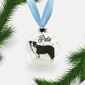 Border Collie Dog Personalised Ornament | Custom Glass Christmas Bauble