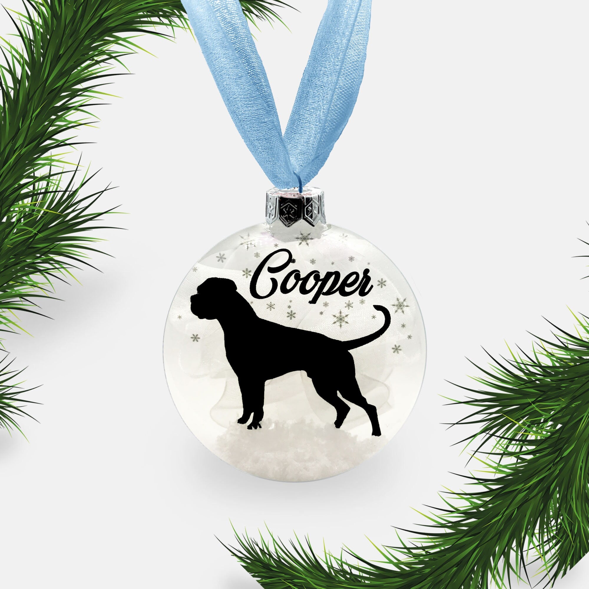 Boxer Dog Glass Personalised Ornament | Custom Christmas Bauble