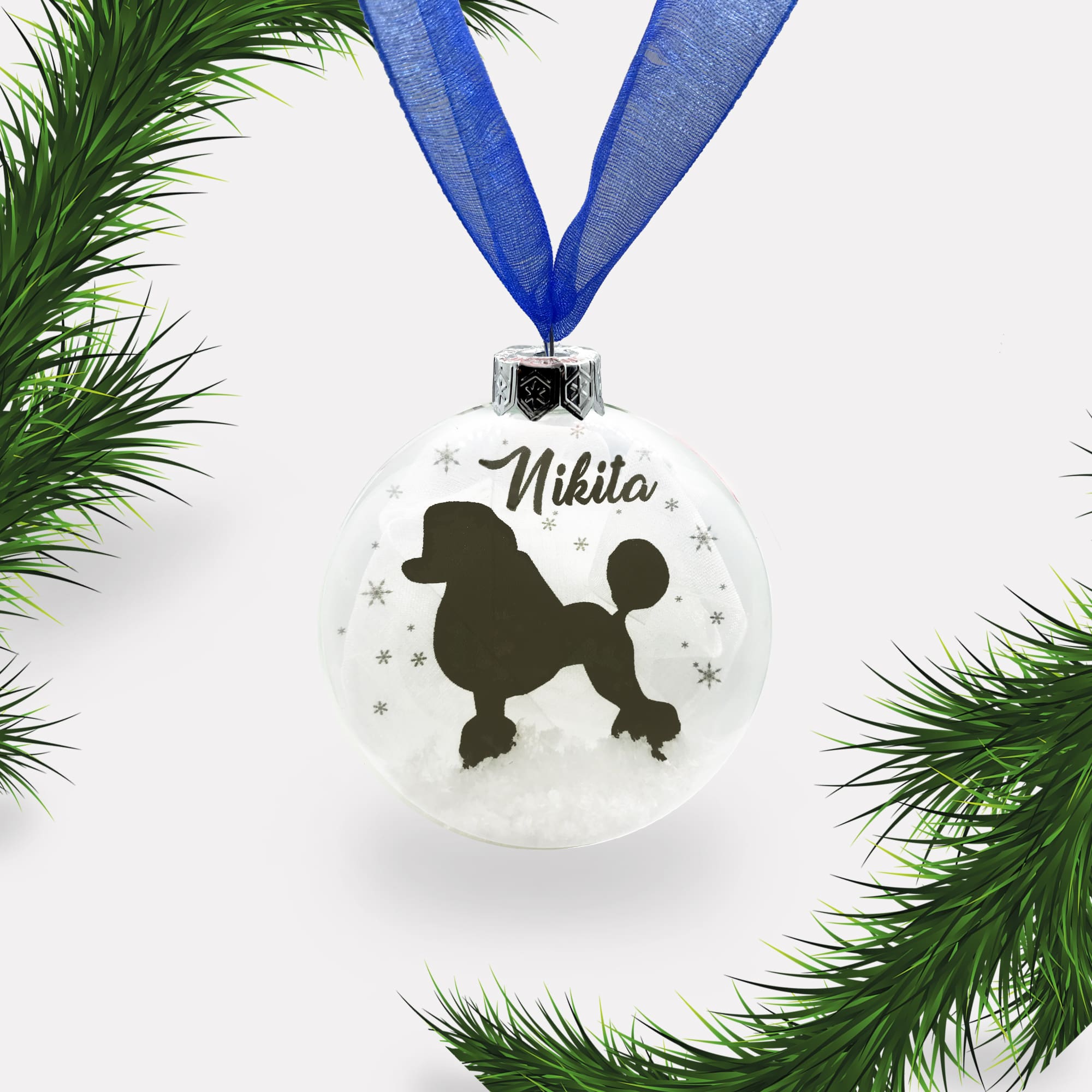 Poodle Dog Personalised | Custom Glass Christmas Bauble