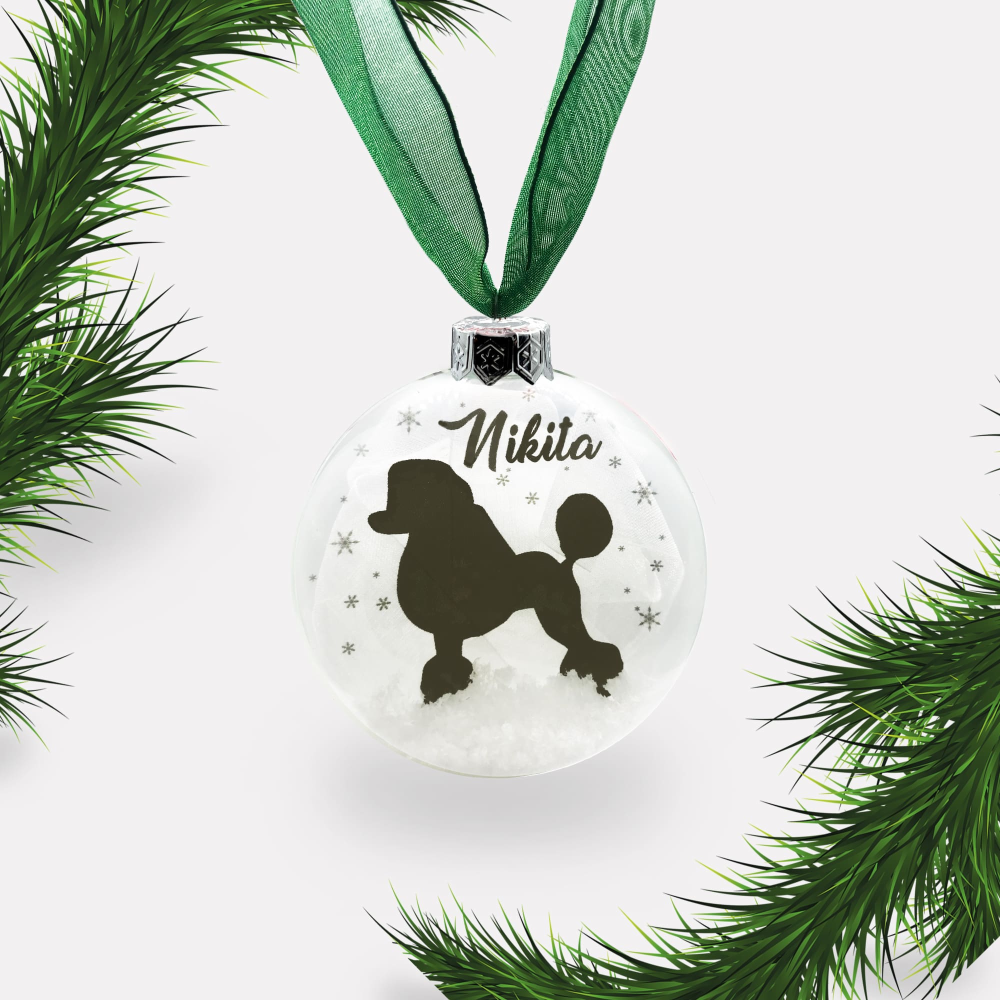 Poodle Dog Personalised | Custom Glass Christmas Bauble