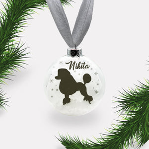 Poodle Dog Personalised | Custom Glass Christmas Bauble