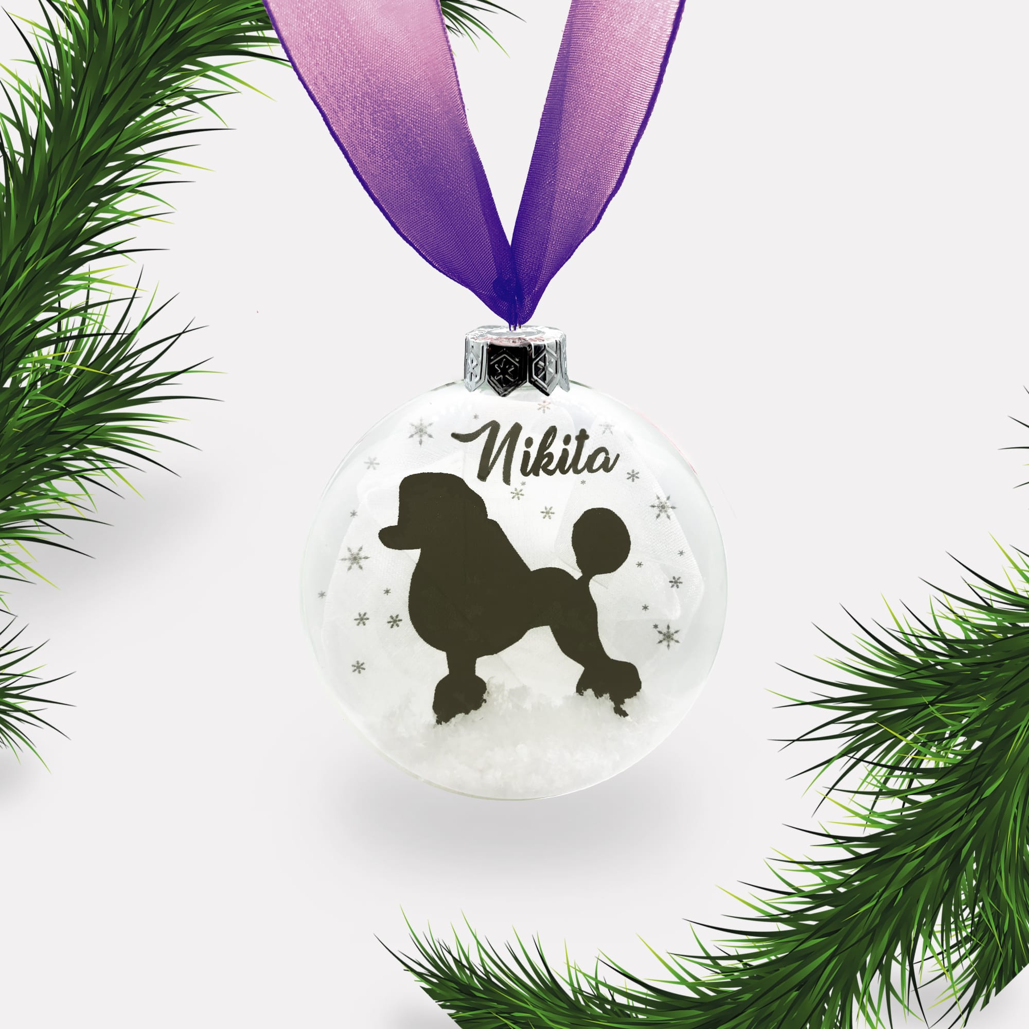 Poodle Dog Personalised | Custom Glass Christmas Bauble