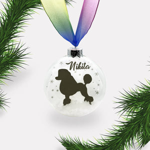 Poodle Dog Personalised | Custom Glass Christmas Bauble