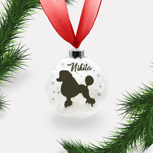 Poodle Dog Personalised | Custom Glass Christmas Bauble