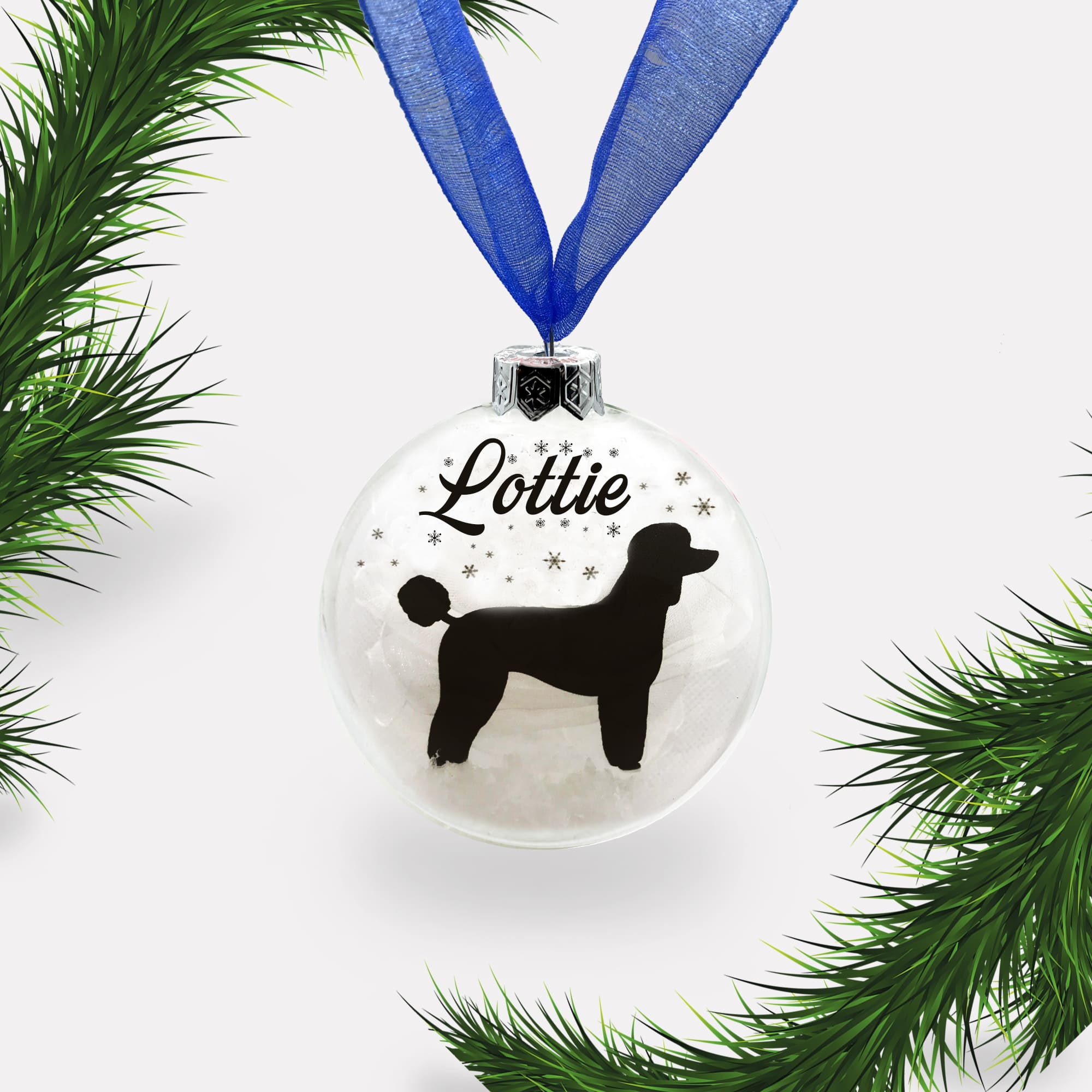 Toy Miniature Poodle Dog Personalised Ornament | Custom Glass Christmas Bauble