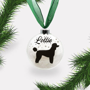 Toy Miniature Poodle Dog Personalised Ornament | Custom Glass Christmas Bauble