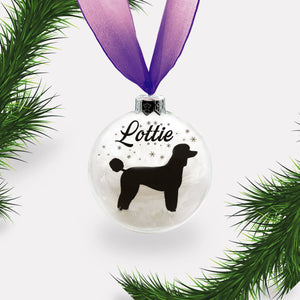 Toy Miniature Poodle Dog Personalised Ornament | Custom Glass Christmas Bauble