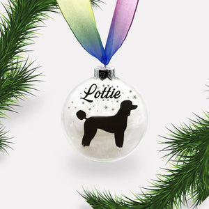 Toy Miniature Poodle Dog Personalised Ornament | Custom Glass Christmas Bauble