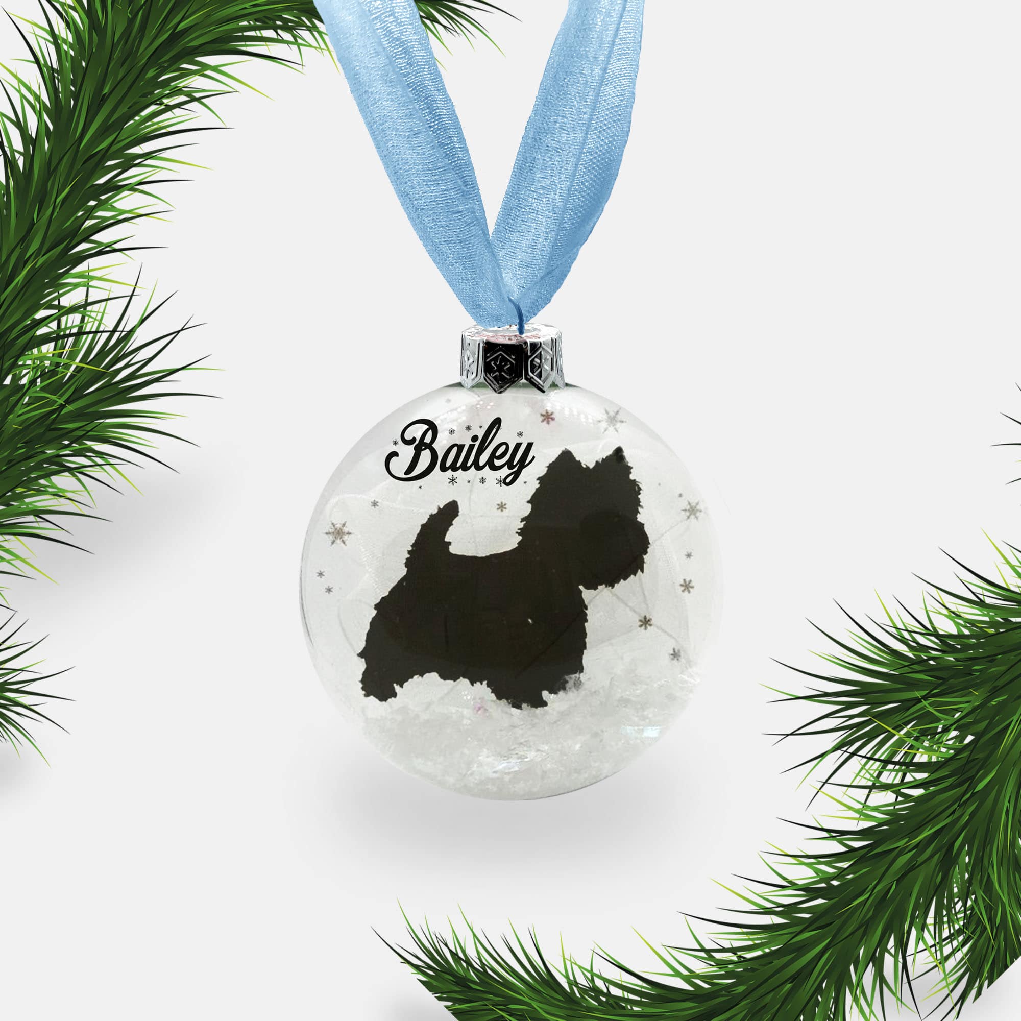 Westie West Highland Terrier Dog Personalised Ornament | Custom Glass Christmas Bauble