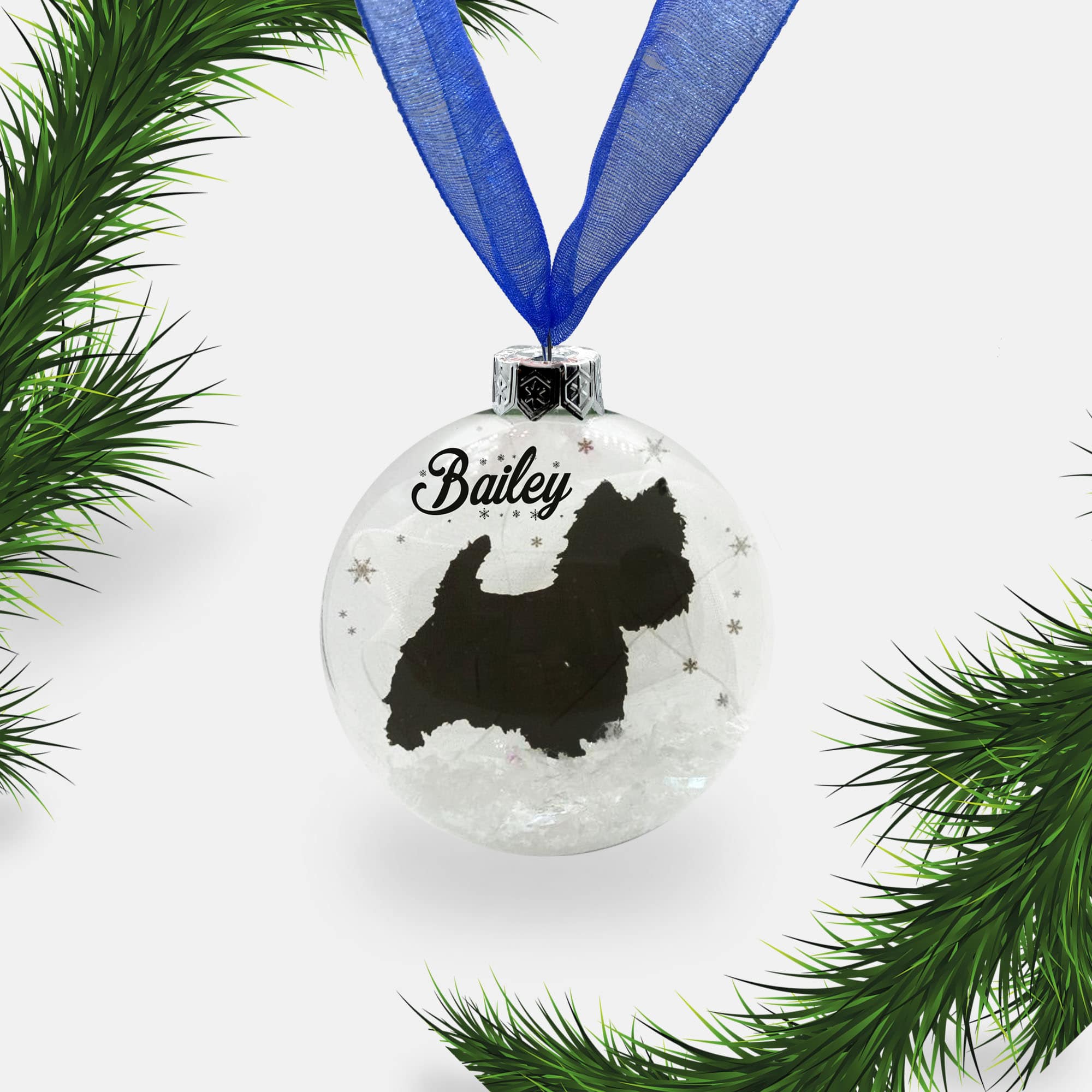 Westie West Highland Terrier Dog Personalised Ornament | Custom Glass Christmas Bauble