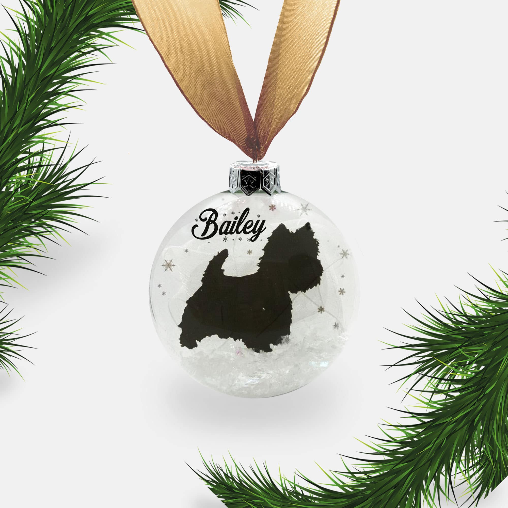 Westie West Highland Terrier Dog Personalised Ornament | Custom Glass Christmas Bauble