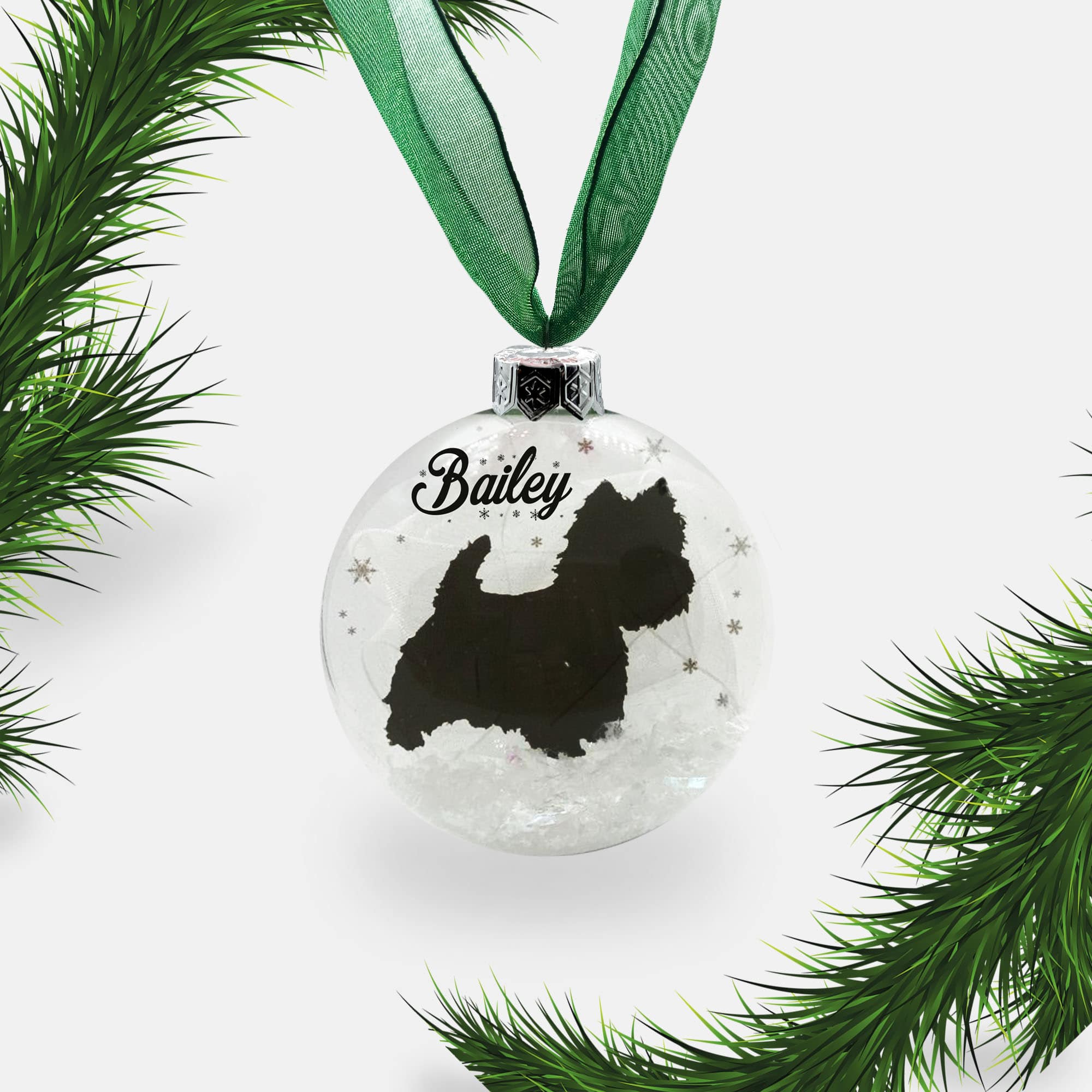 Westie West Highland Terrier Dog Personalised Ornament | Custom Glass Christmas Bauble