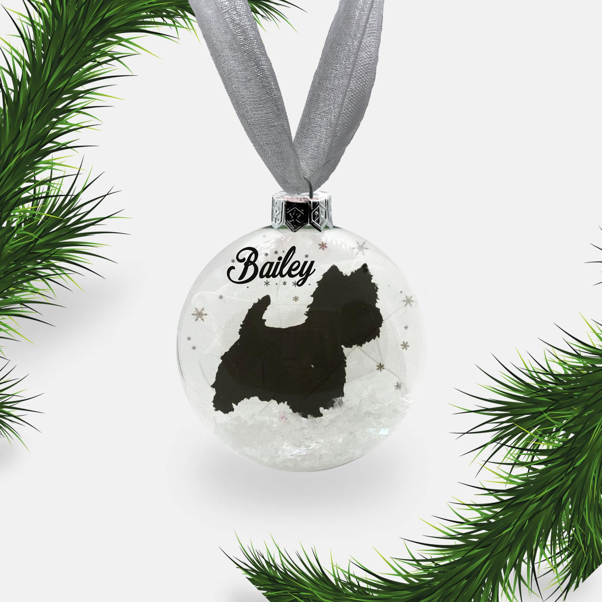 Westie West Highland Terrier Dog Personalised Ornament | Custom Glass Christmas Bauble