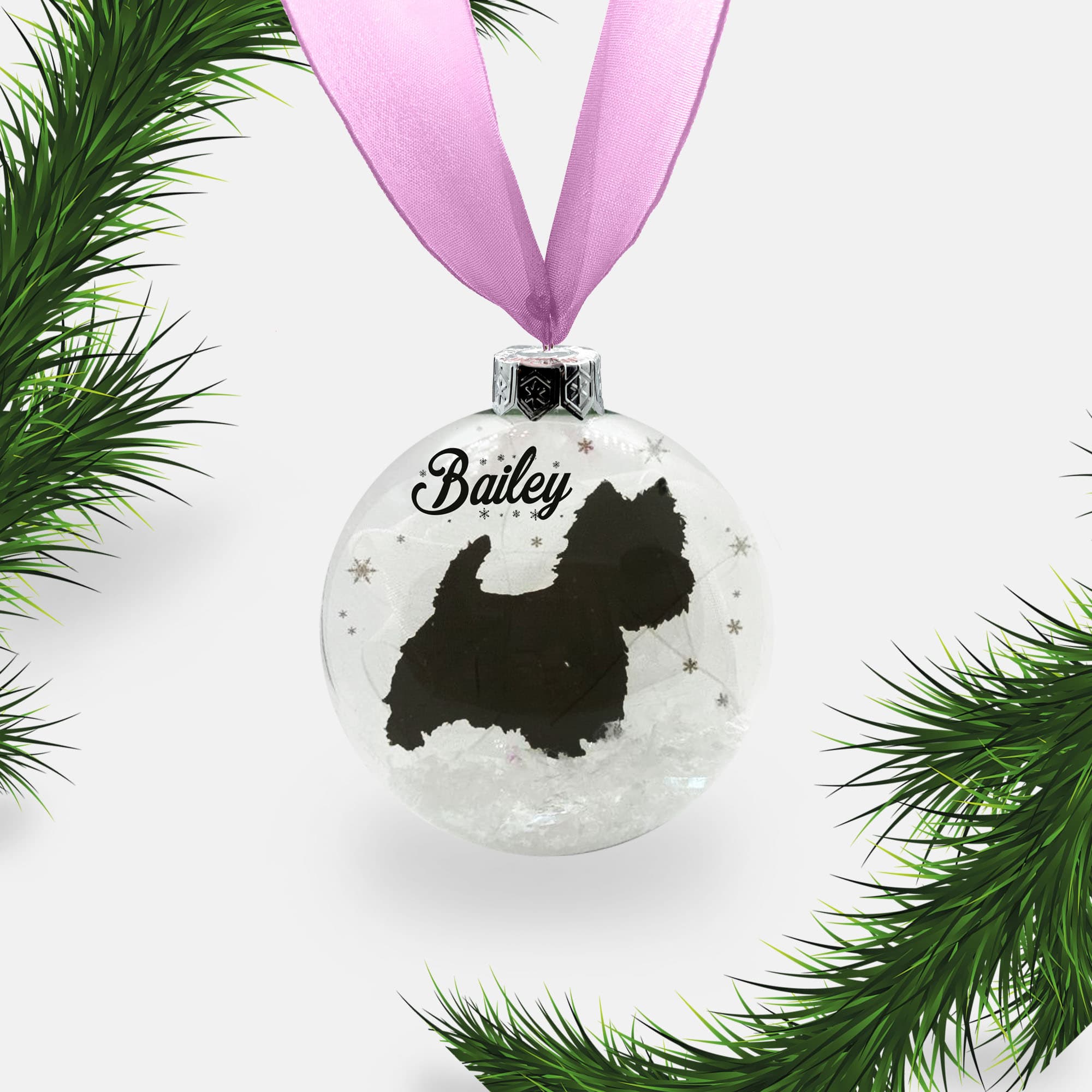 Westie West Highland Terrier Dog Personalised Ornament | Custom Glass Christmas Bauble