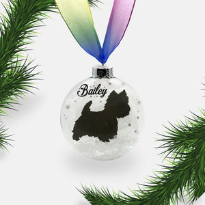 Westie West Highland Terrier Dog Personalised Ornament | Custom Glass Christmas Bauble